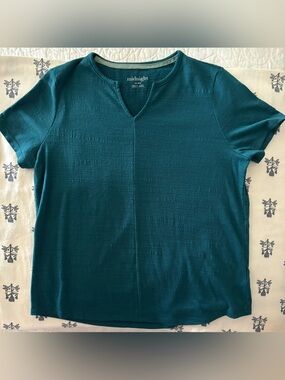 Midnight Women’s Teal Short-Sleeve Notch-Neck Top